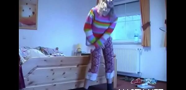 Glorious blonde perfection Jessika taking off her clothes completely